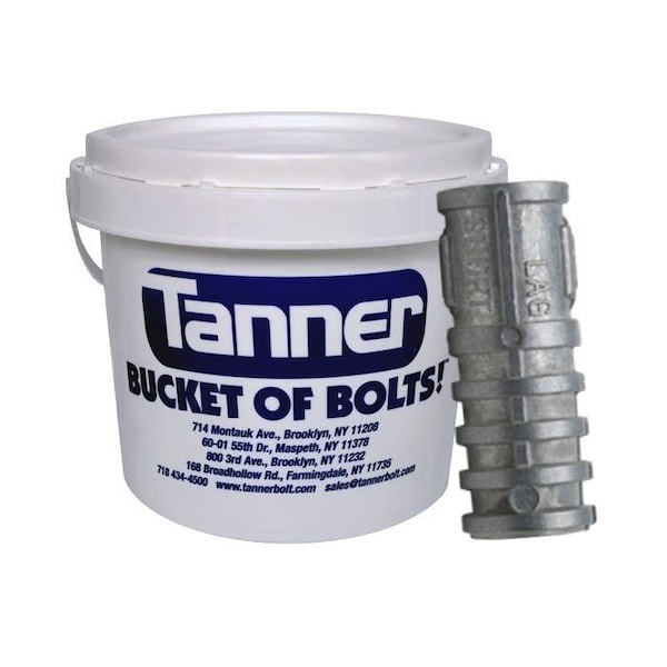 Tanner 3/8in, Lag Shield Screw Style Anchors, Short, Zamac Alloy, Bucket-of-Bolts! 1800 Pieces/Bucket TB-484 - main